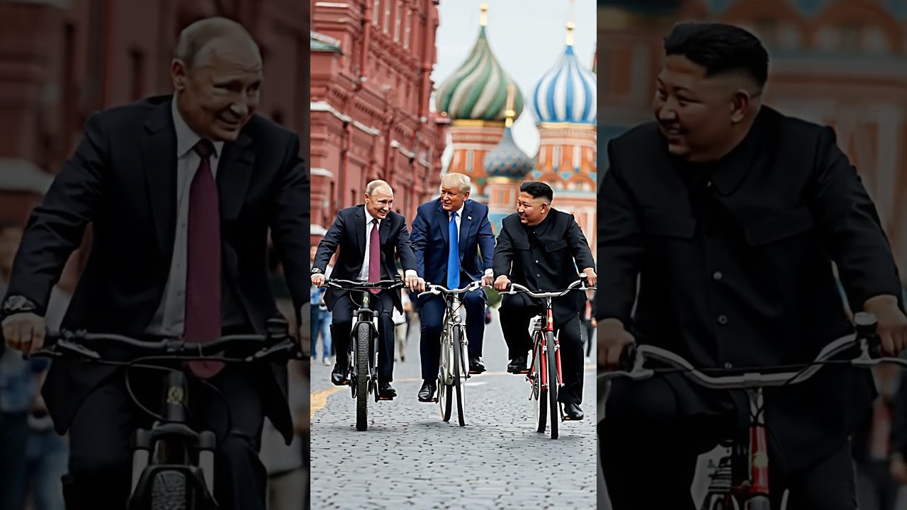 Trump _Putin_Kim world minister are doing cycling 