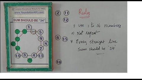 Sum Should be "34" Puzzle with Solution || Maths Project ||