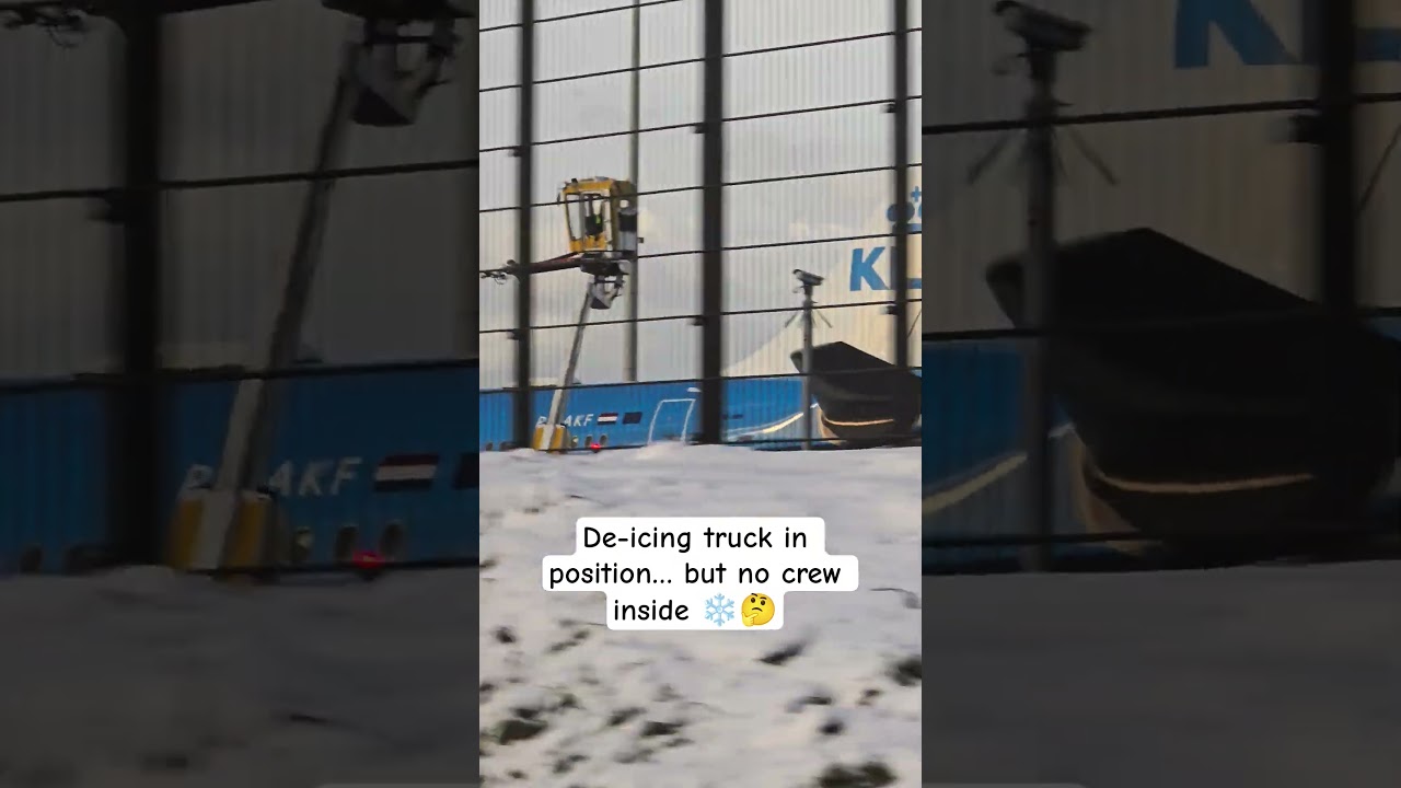 Plane ready. De-icing truck ready. Crew? 😅 