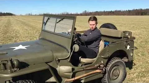 Albert learning to drive Willys Jeep MB 1944