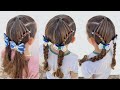 Penteado Infantil Fácil com Liguinhas e Maria Chiquinha | Easy two Ponytails with Elastics for Girls