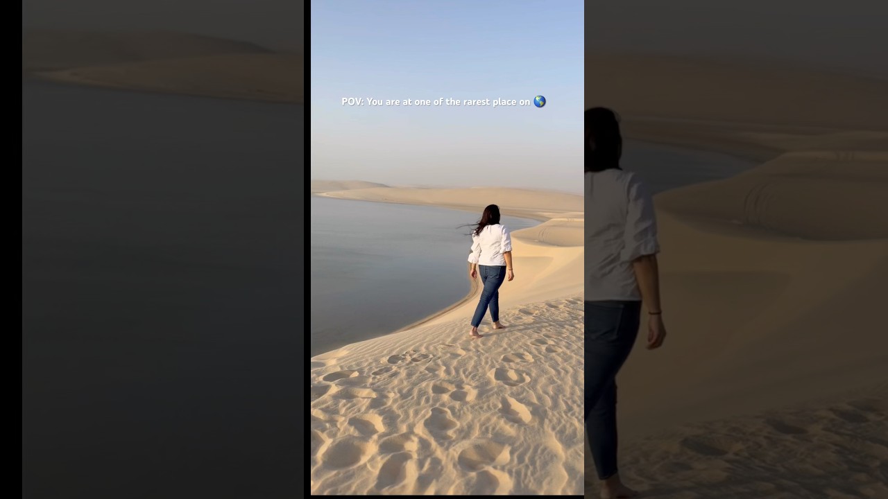 One of the rarest place on earth - sand dunes meet water - INLAND SEA, Qatar