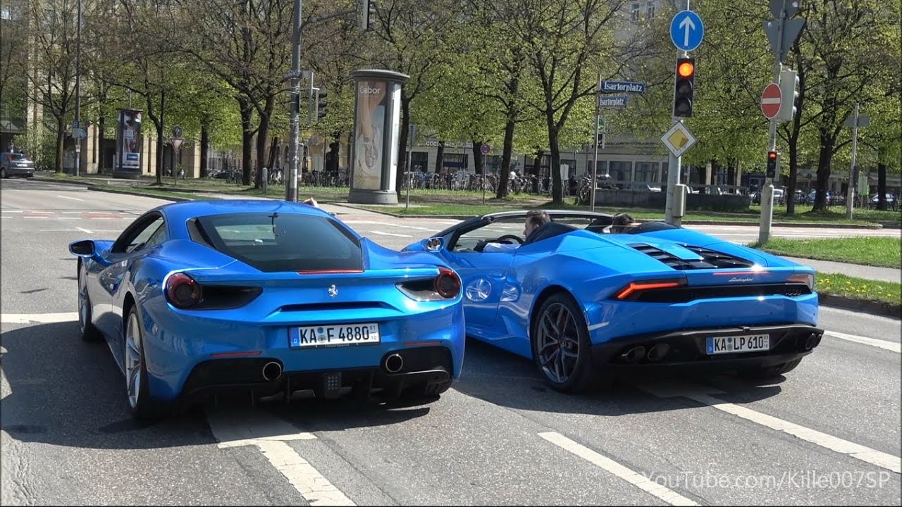 Ferrari 488 Gtb Lamborghini Huracan Spyder Lovely Sounds 1080p