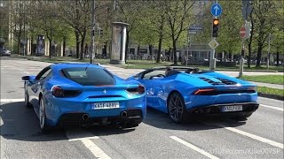 In this video you can see a nice ferrari 488 gtb and lamborghini
huracan spyder. i hope like video. if wanna more supercars,
exoticcars, t...