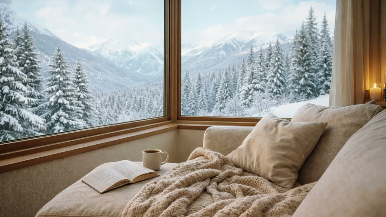 Snowy Day Cozy Ambience ❄️☕  Winter Window, Soft Calm Background Music