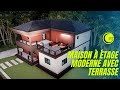 Plan 221108j  maison  tage moderne avec terrasse