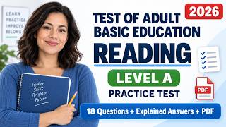 TABE Reading Practice Test 2026 Level A | 18 Questions with Explained Answers + PDF