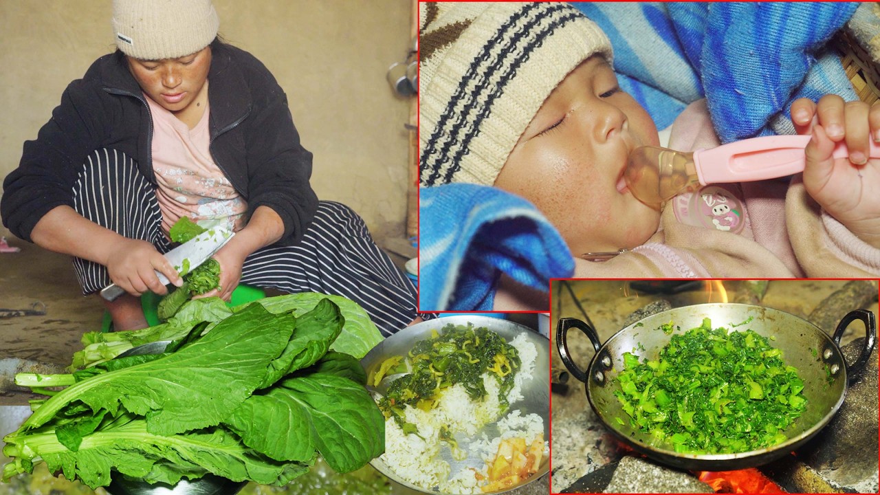 jina cooks vegetable lunch || village local vegetable items || village natural cooking ||