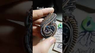 Noetic effect patina Sterling silver heady wire wrapped pendant tutorial
