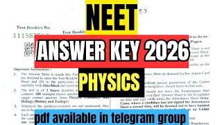 NEET 2026 Answer Key live Physics with 100% correct Answers/question solution,A more detailed......