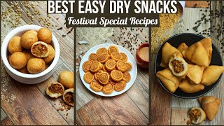 3 Delicious DRY SNACKS Recipe~Mini Dry Samosa, Bhakarwadi & Mini Dry Kachori