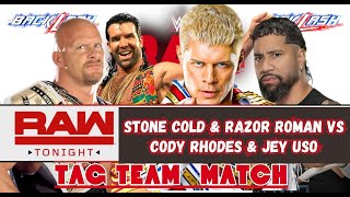 Stone cold and Razor Roman vs Cody Rhodes and Jey Uso Live on #raw #wwe2k24 #wwe