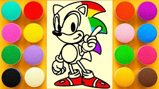 Sand painting Sonic the Hedgehog for kids and toddlers