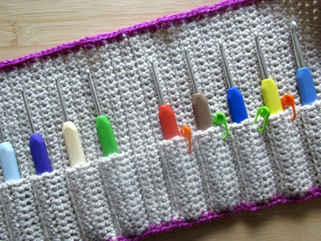 How to make crochet hook case holder wallet tutorial for beginners - Happy  Crochet Club 