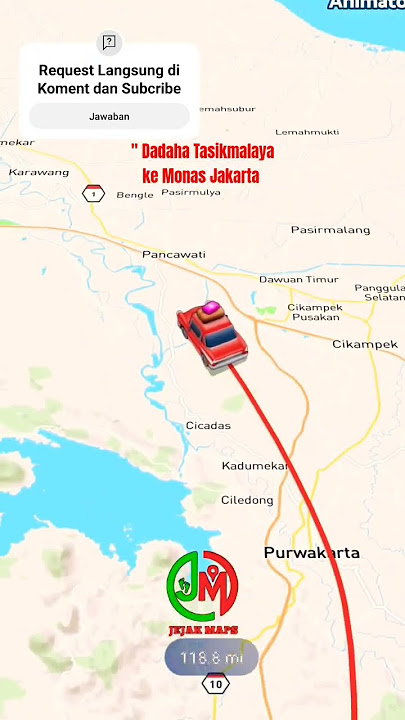 Animasi Maps Tasikmalaya ke Monas Jakarta #shorts  #jejakmaps #googlemaps
