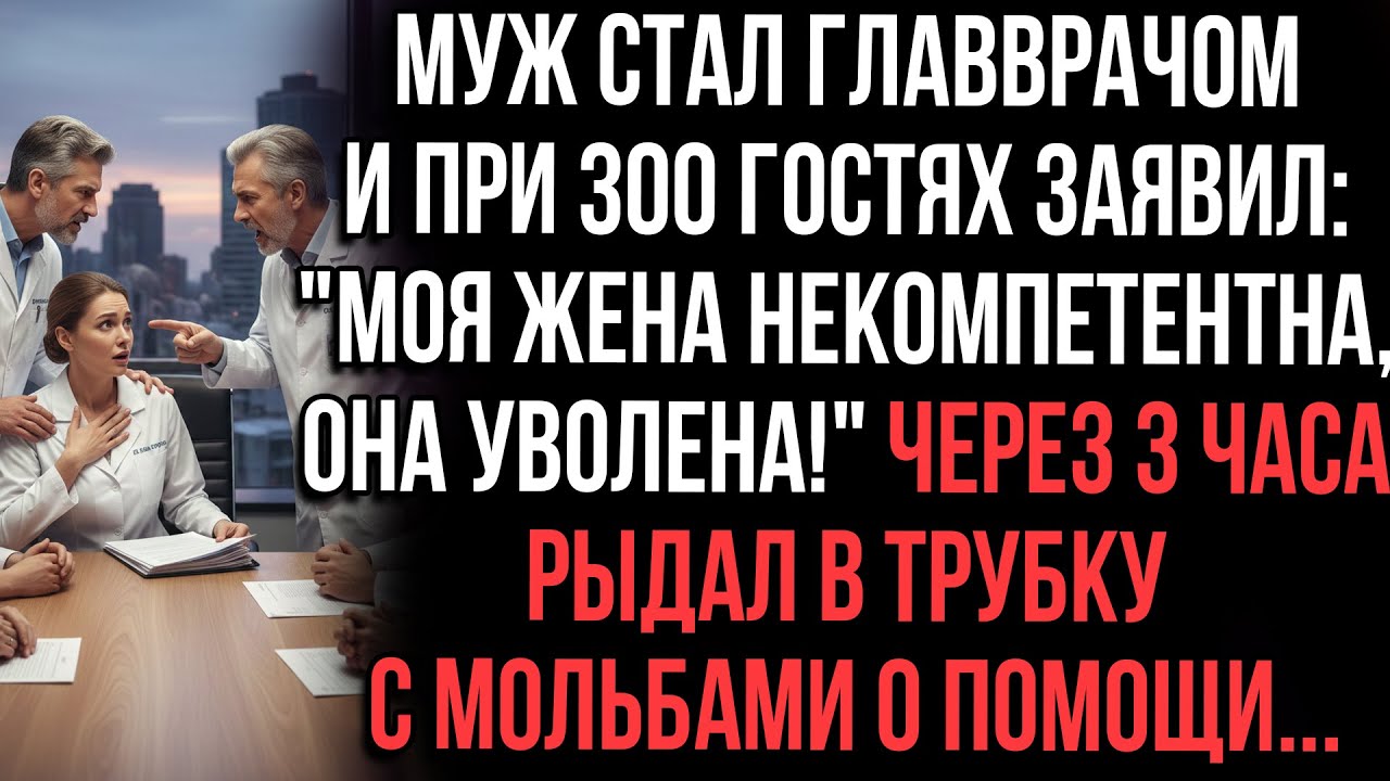Муж-главврач уволил жену при гостях. Через 3 часа умолял вернуться...