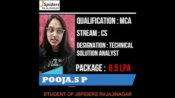 JSPIDERS RAJAJINAGAR STUDENT | PLACED |POOJA S P| FEEDBACK | TECHNICAL SOLUTION ANALYST🤩|
