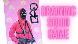 Игра в кальмара рисунок.Рисую Игра в кальмара арт.How to Draw Squid Game ⏹🔼⏺Red Guard Uniform.