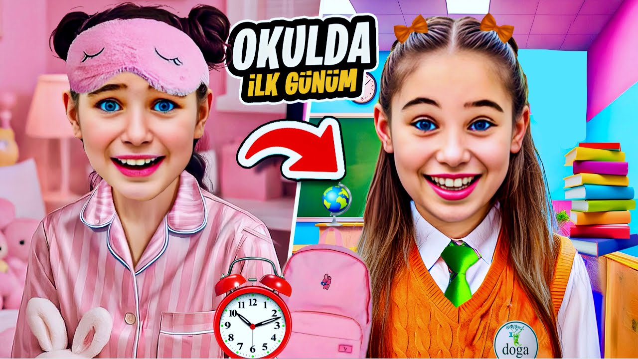 OKULDA İLK GÜN VLOG !! OKULA HAZIRLIK ELİF SİNEM UYANAMADI !! 