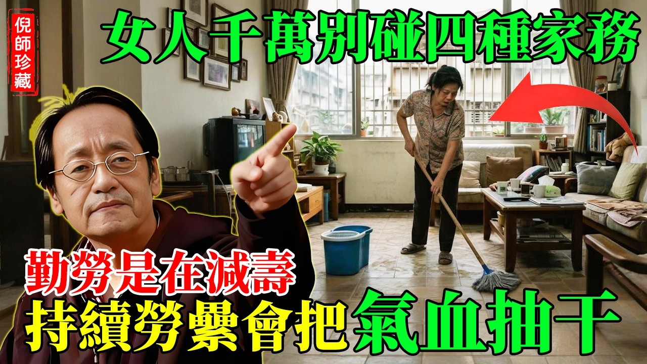 倪海廈：勤勞是在「減壽」！女人千萬別碰這4種家務，持續勞累會把氣血活活抽乾！#倪海廈 #中醫養生 #經方 #女性健康 #更年期保養 #驚蟄養生 #經絡穴位 #家庭關係