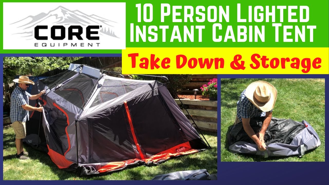 CORE Equipment 10 Person Lighted Instant Cabin Tent Take Down