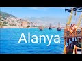 Alanya Turkey Cleopatra beach! funicular: and boats- tourist town.