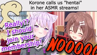 Okayu Wants to Secretly Join Korone's Membership So She Can Get Called 'Hentai' in ASMR Streams