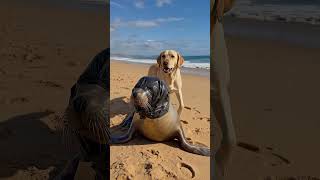 Hero Dog Tries to Free Trapped Sea Lion, Will it Succeed?