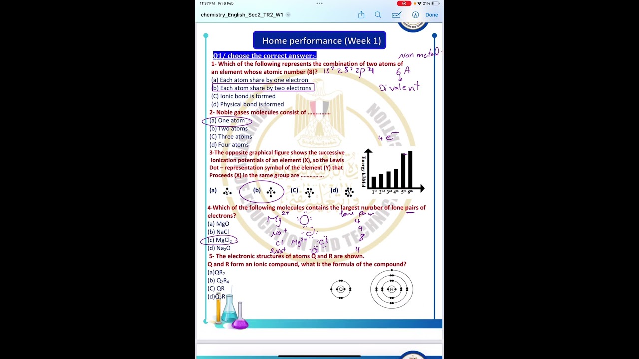 Home performance week one second term chemistry sec2 2026 by Mrs Randa Hagag 