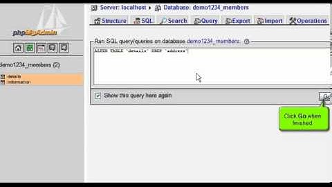 Running SQL queries on a database with phpMyAdmin