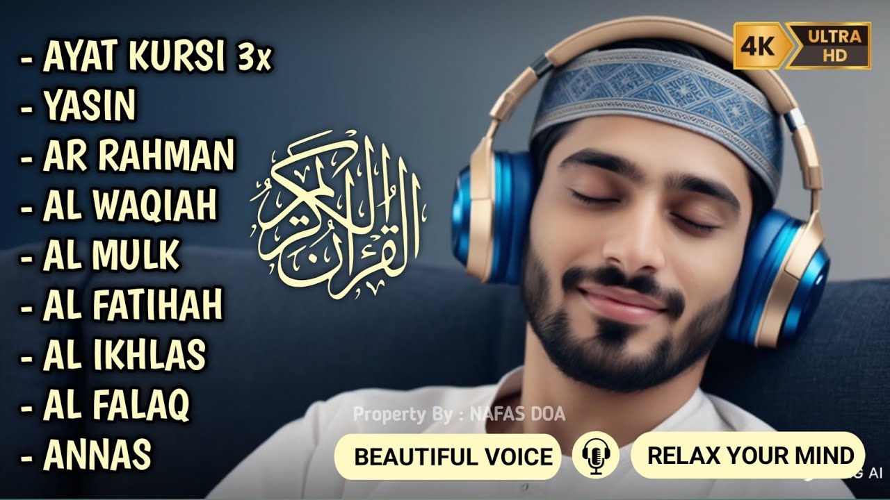 Quran recitation in a peaceful voice I Alfatiha, ayat alkursi, yasin, alwaqiah, arrahman, Alaa aqel