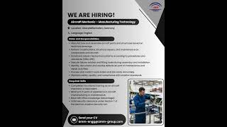 We’re looking for an Aircraft Mechanic – Manufacturing Technology to join one of our client