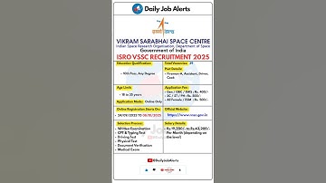 ISRO VSSC Recruitment 2025 | New Vacancy 2025 | Daily Job Alerts #shorts