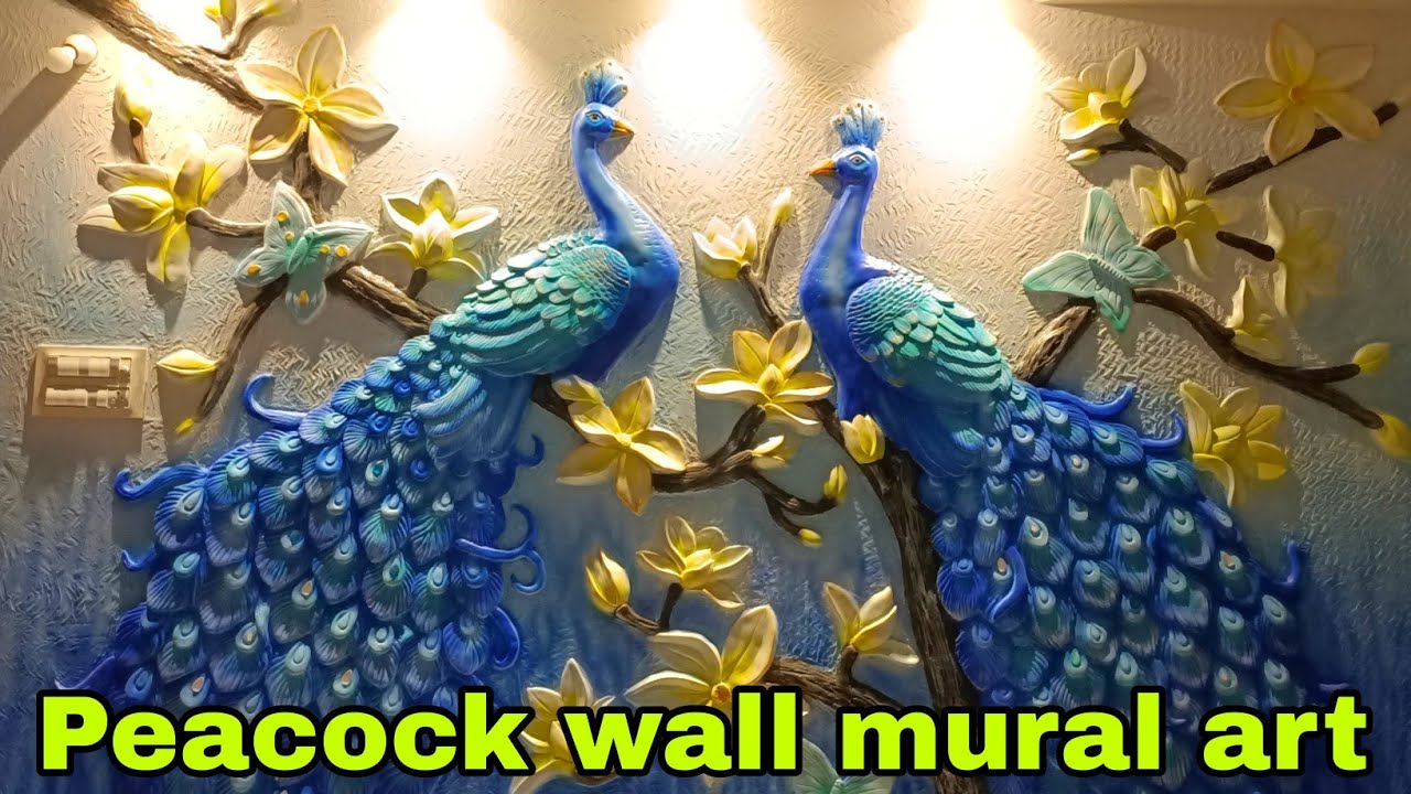 peacock mural how to do wall mural peacock wall mural art YouTube