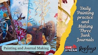 Painting a Kookaburra bird and making three junk journals from an old calendar and scraps