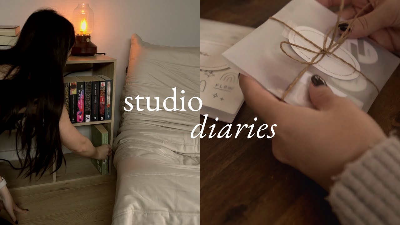 setting up studio shelves, reading nook & packing orders | studio diaries vlog