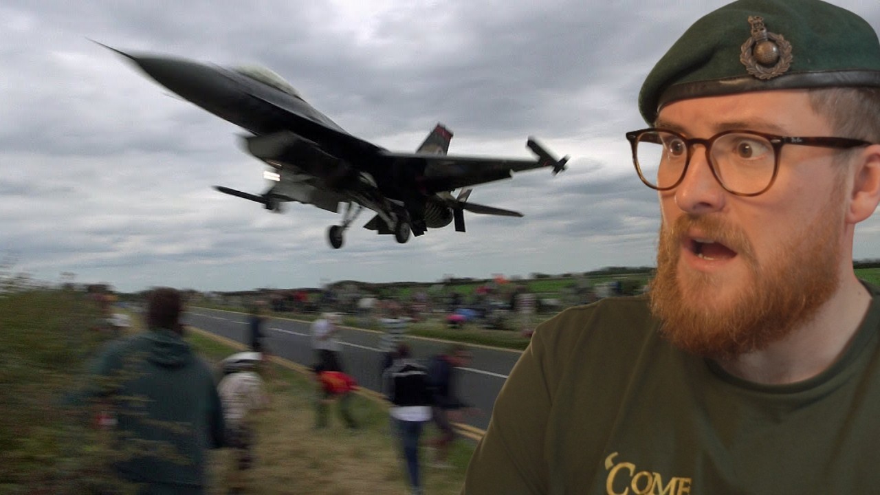 Turkish F-16 Pilot Ducks Under The Glide Slope, Low Over The Plane Spotters.| Royal Marine Reacts