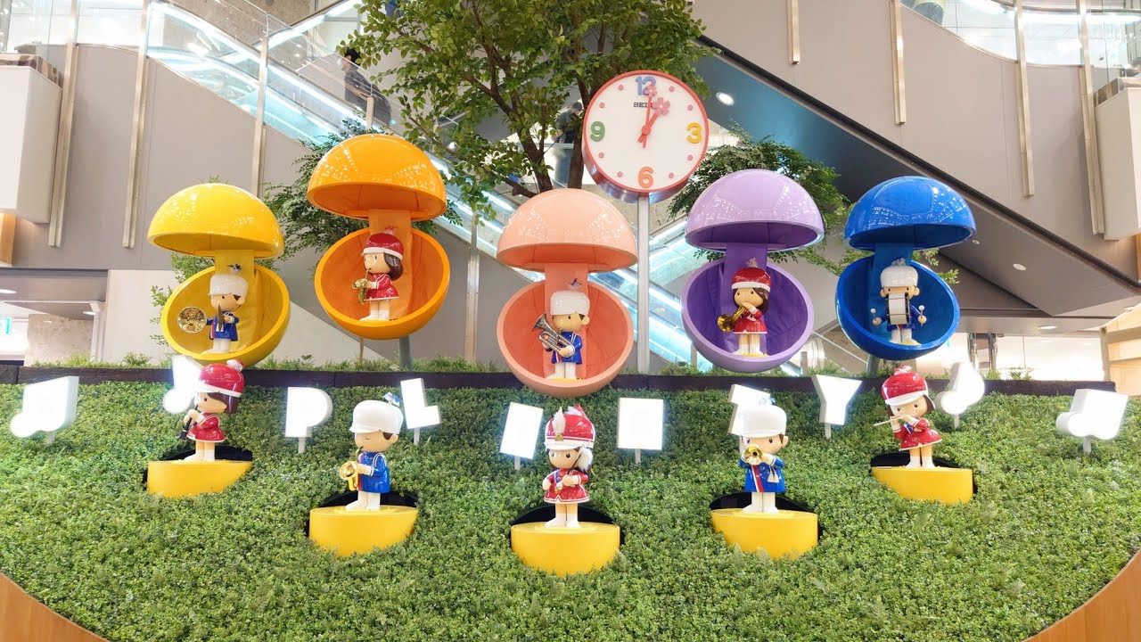 [リニューアル・高音質] プレンティ西神中央 3代目なでしこ時計 「森のなでしこ楽団」 (秋日中バージョン「もみじ」) 施設からくり時計