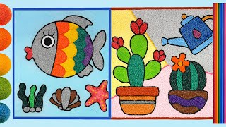 Painting Rainbow fish with foam slime | Coloring Cactus with Foam clay for Kids, Children