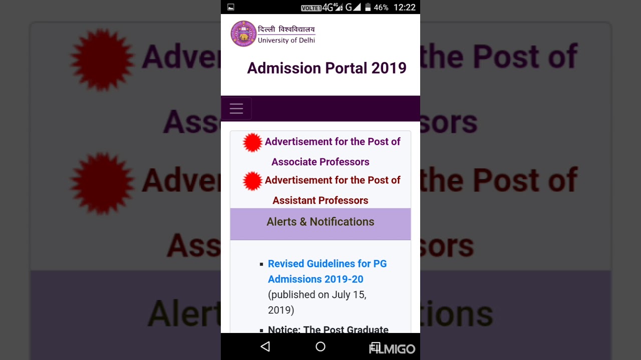 Delhi University( du) result of some courses 2019 DUET