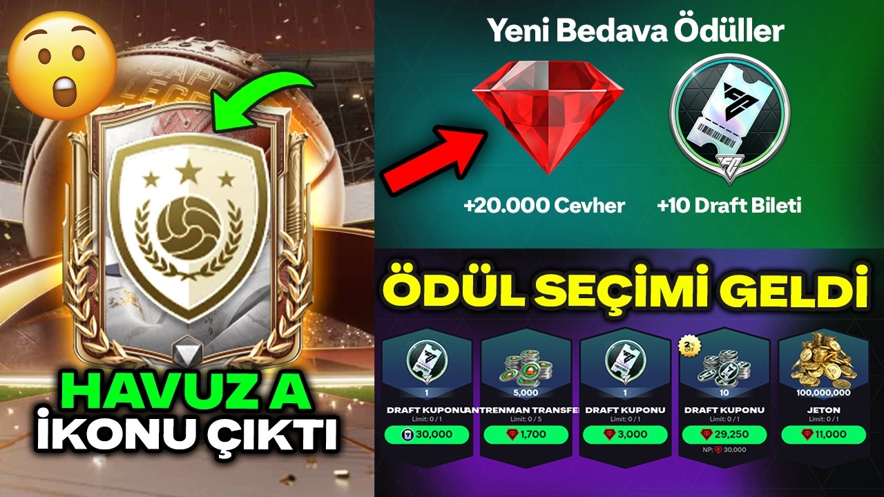 EA HERKESE BUGÜN +20.000 BİN CEVHER +10 DRAFT BİLETİ VERİYOR 🔥 TEKTE HAVUZ A İKONU ÇIKTI 😱 FC Mobile
