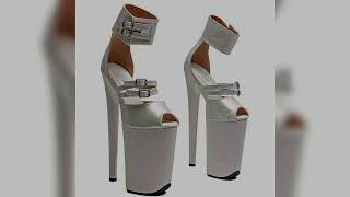 Famous #Leecabe 23CM / 9inches Shiny Snake  PU Upper  open toe  fashion  Platform High Heels Sandals Pole Net Worth