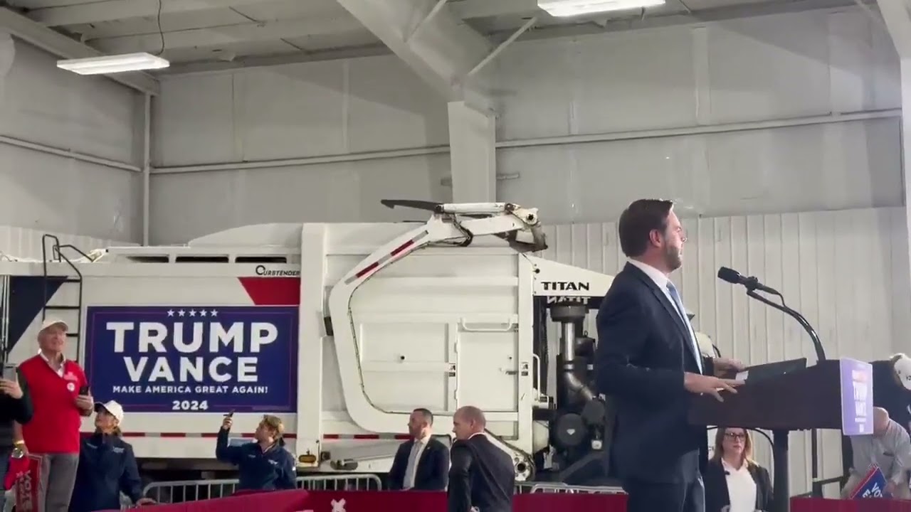 Vance Brings Trump-Branded Garbage Truck to Michigan Rally