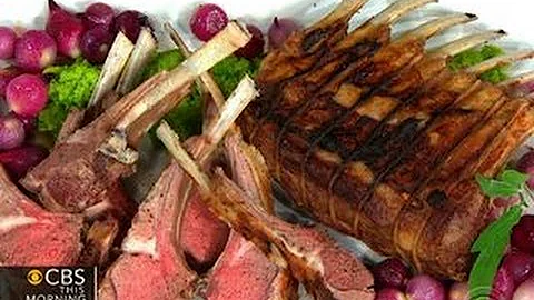 Chef Jeff Michaud's grilled lamb rack with favetta...