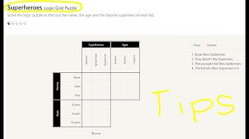 Superheroes - Logic Grid Puzzle -  Walkthrough - Objasnjenje kako resiti ovaj logicki problem