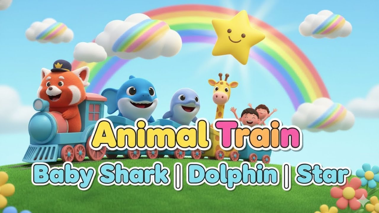 Animal Train & Baby Shark | Baby Dolphin & Bedtime Star – Kids Mix Poems