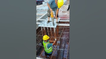 The process of fixing the tower column base- Good tools and machinery make work easy