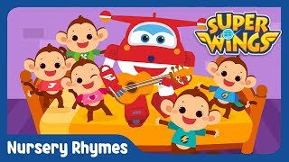 Five Little Monkeys Jumping On The Bed Kids Songs & Nursery Rhymes Superwings
