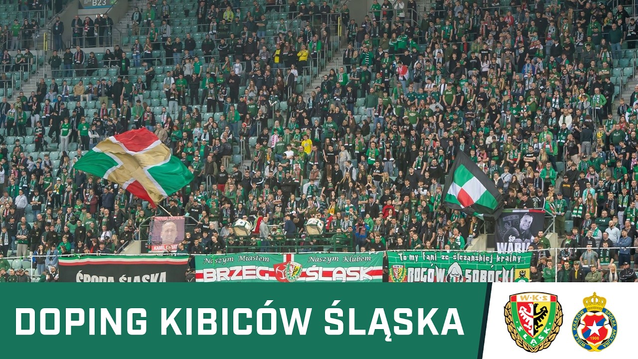 KIBICE: Fanatyczny doping kibiców Śląska Wrocław w meczu z Wisłą
