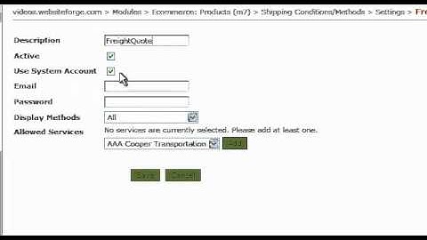 Shipping Conditions Methods Configure FreightQuote Account - Websiteforge Ecommerce Website
